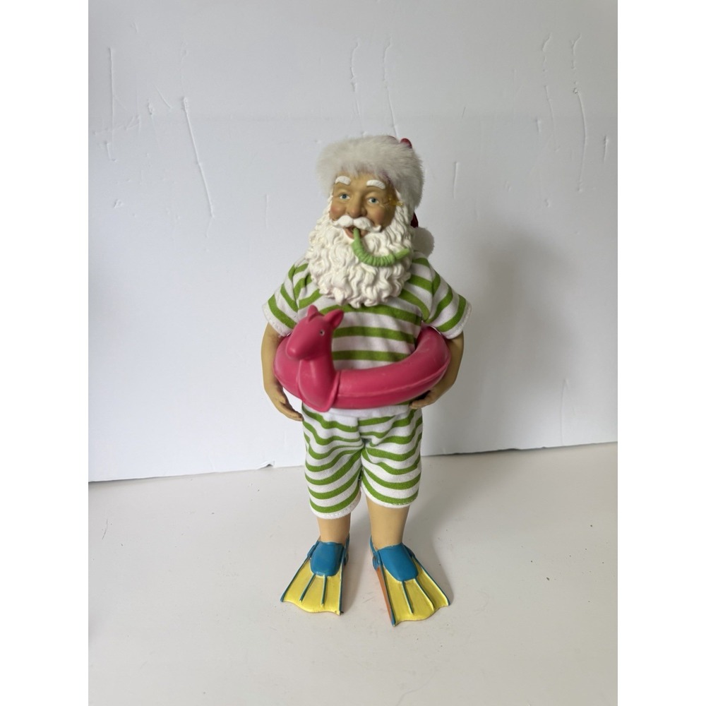Beach Comber Santa Figurine Tropical Snorkeling Kurt Adler Collection 10.5" Binj